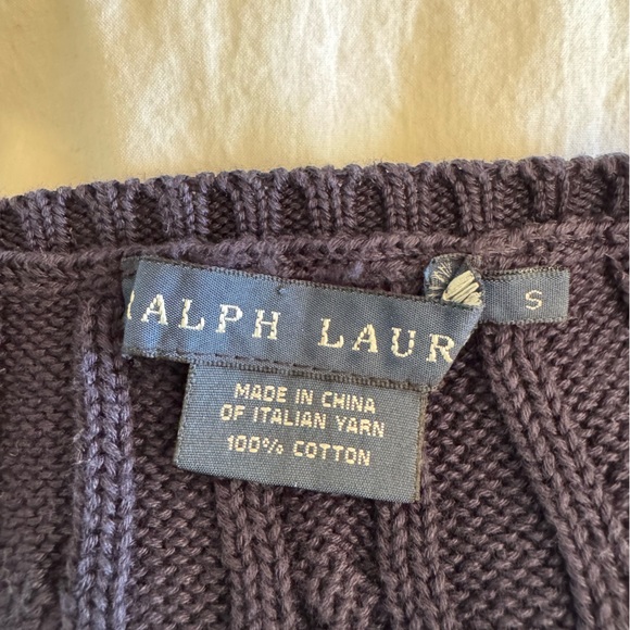 Ralph Lauren Navy V-Neck Cable Knit Sweater - Picture 3 of 3